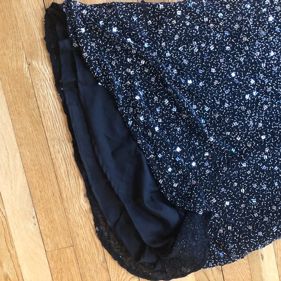 Stenay Vtg 90s Black Silk Beaded Full Length Dress Glamcore Old Money Sparkly - Picture 13 of 16